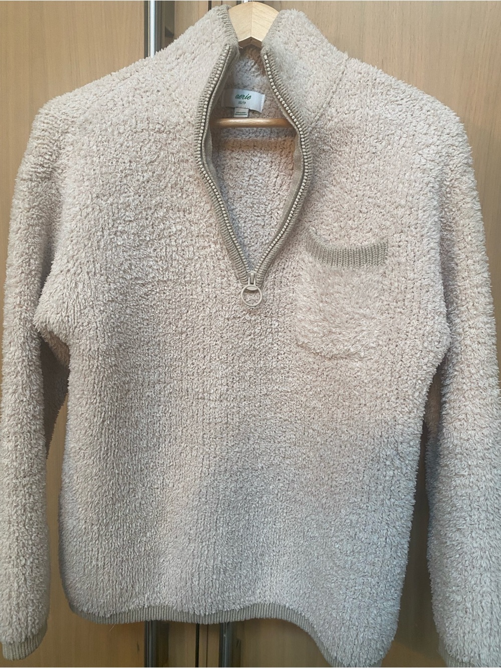 Aerie Cozy Half-Zip Sherpa Pullover Cream XS